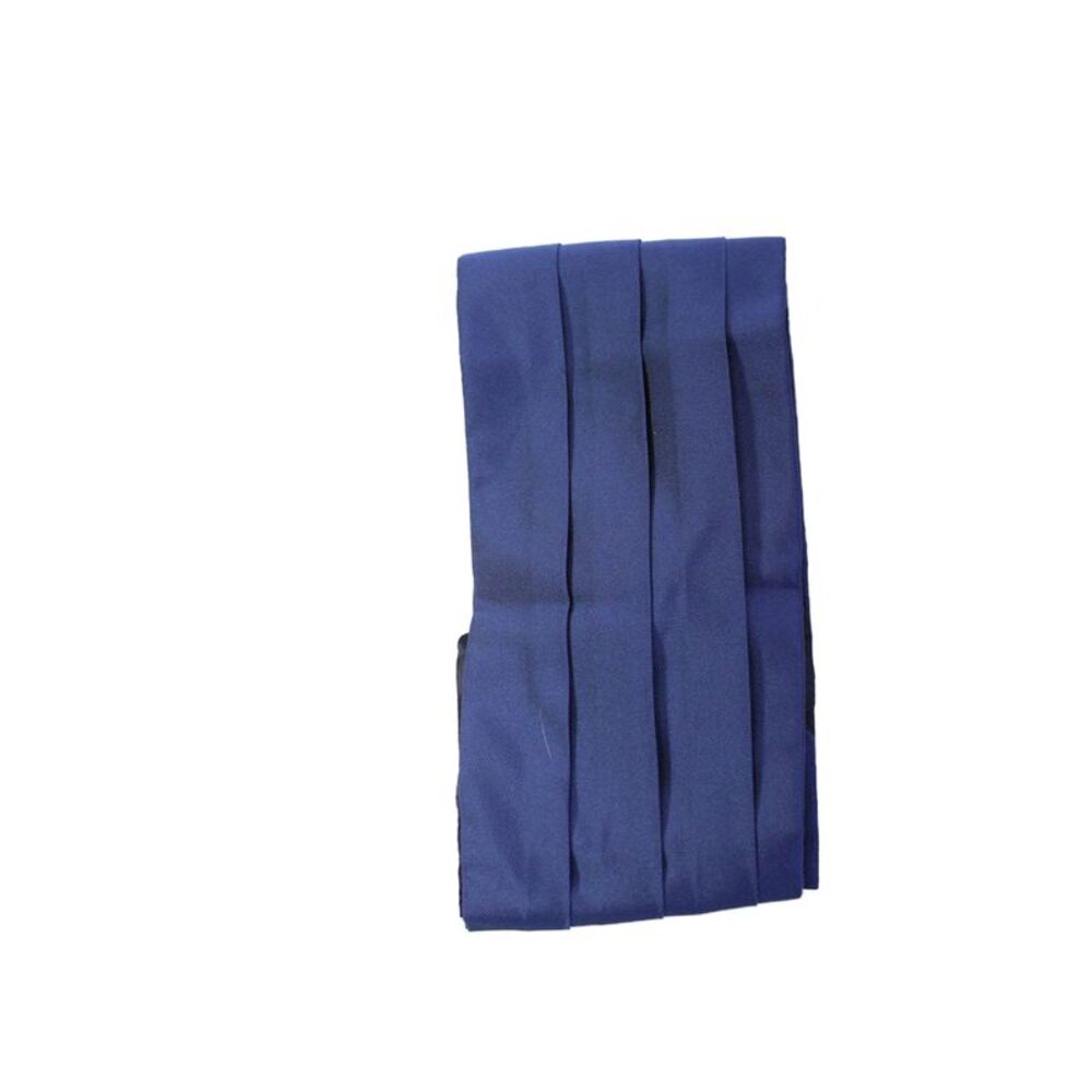 Domenico Vacca Mens Silk Silver Tone Pleated Cummerbund Navy Blue Size Extra Lar